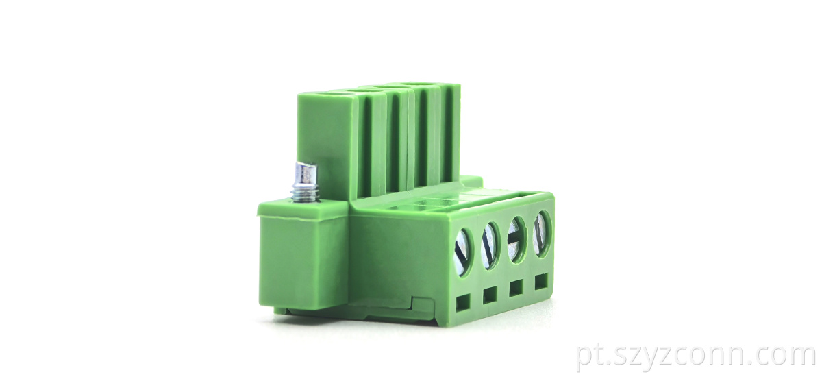 Pluggable Terminal Blocks Female Copper Block with Lug Non-Latching Green 1*4P